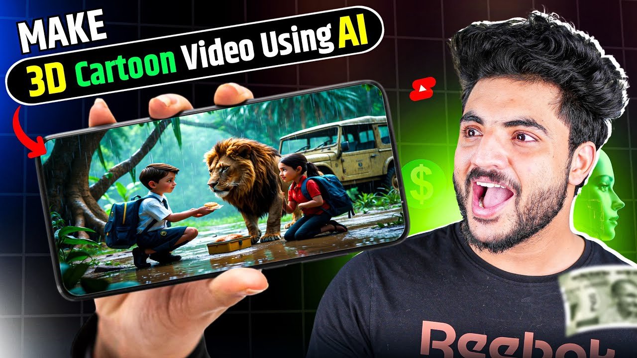 3D Cartoon videos using AI | AI se video kaise banaye Free | No face No voice Youtube Channel Ideas post thumbnail image