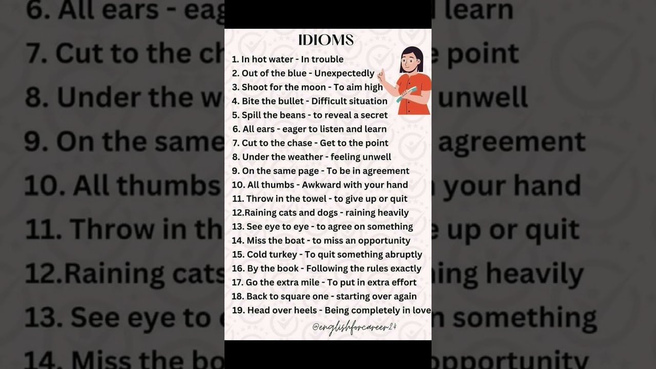 Top 20 idioms and phrases|idoms |phrases |idioms and phrases in english #idioms #phrases post thumbnail image